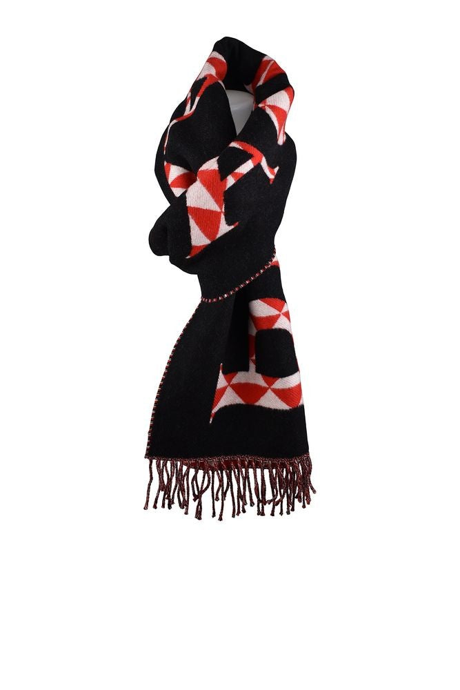 Prada Tricolor Wool Scarf With Contrasting Logo