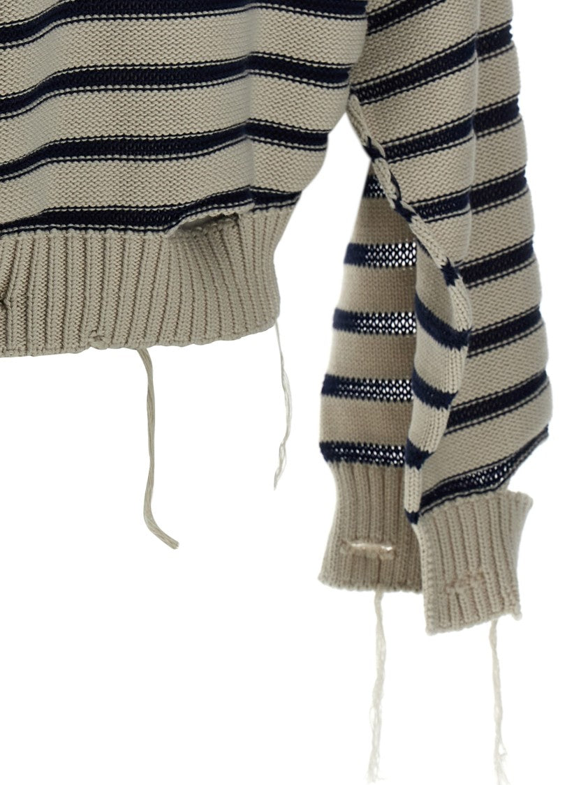 Mm6 By Maison Margiela Cropped Distressed Cotton Sweater