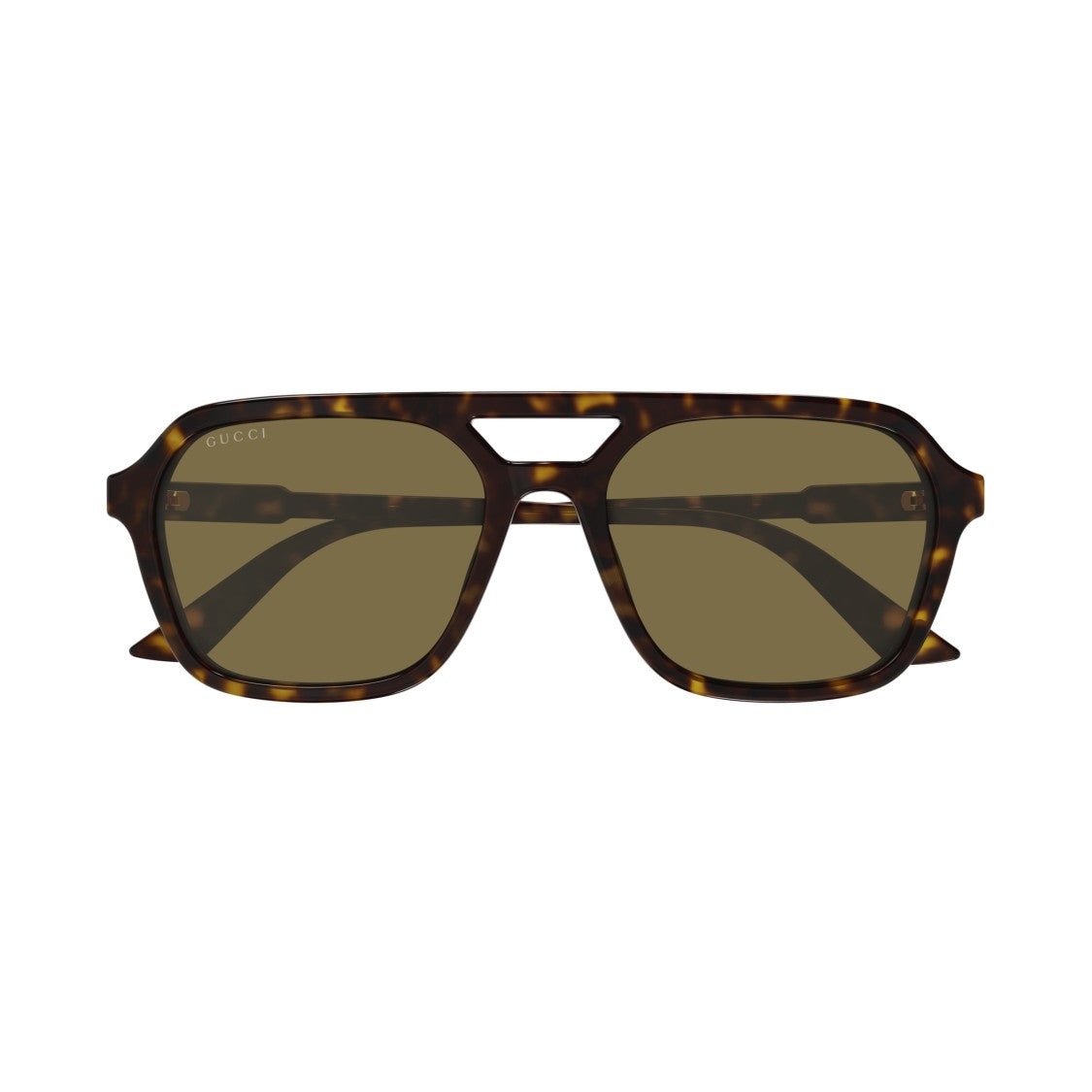 Gucci Tortoiseshell Square Frame Sunglasses With Distinctive Cut-Out Detail
