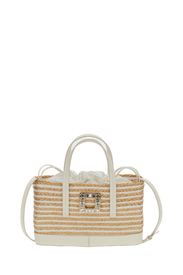 Roger Vivier Rectangular Woven Bag With Decorative Buckle And Versatile Straps