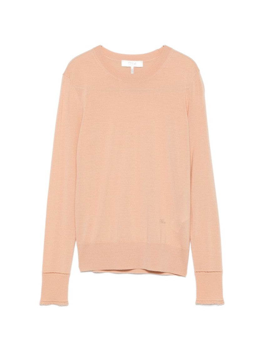 Chloé Grey Lightweight Ribbed Round Neck Sweater