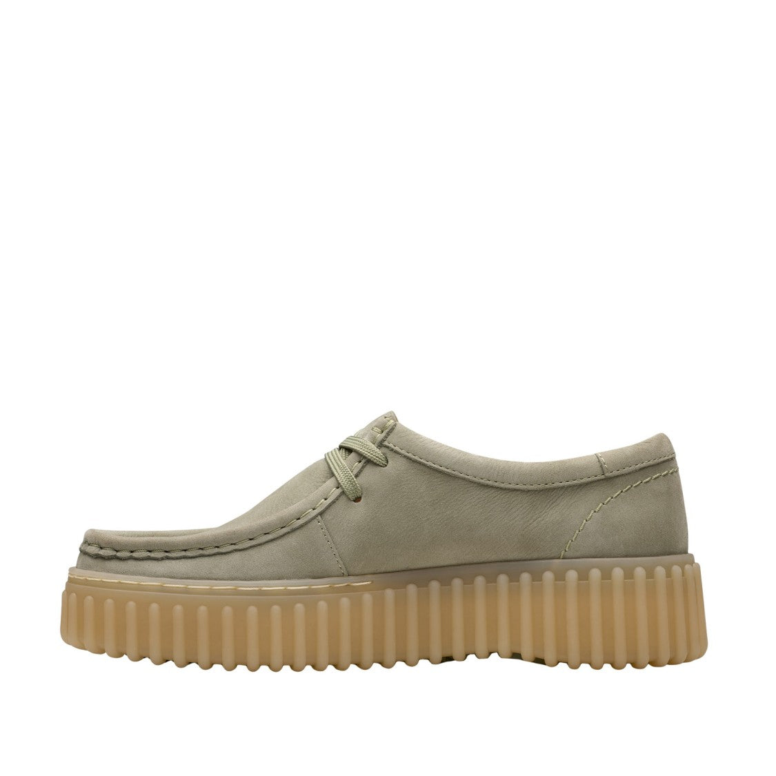 Clarks Soft Light Green Nubuck Torhill Tied Shoe