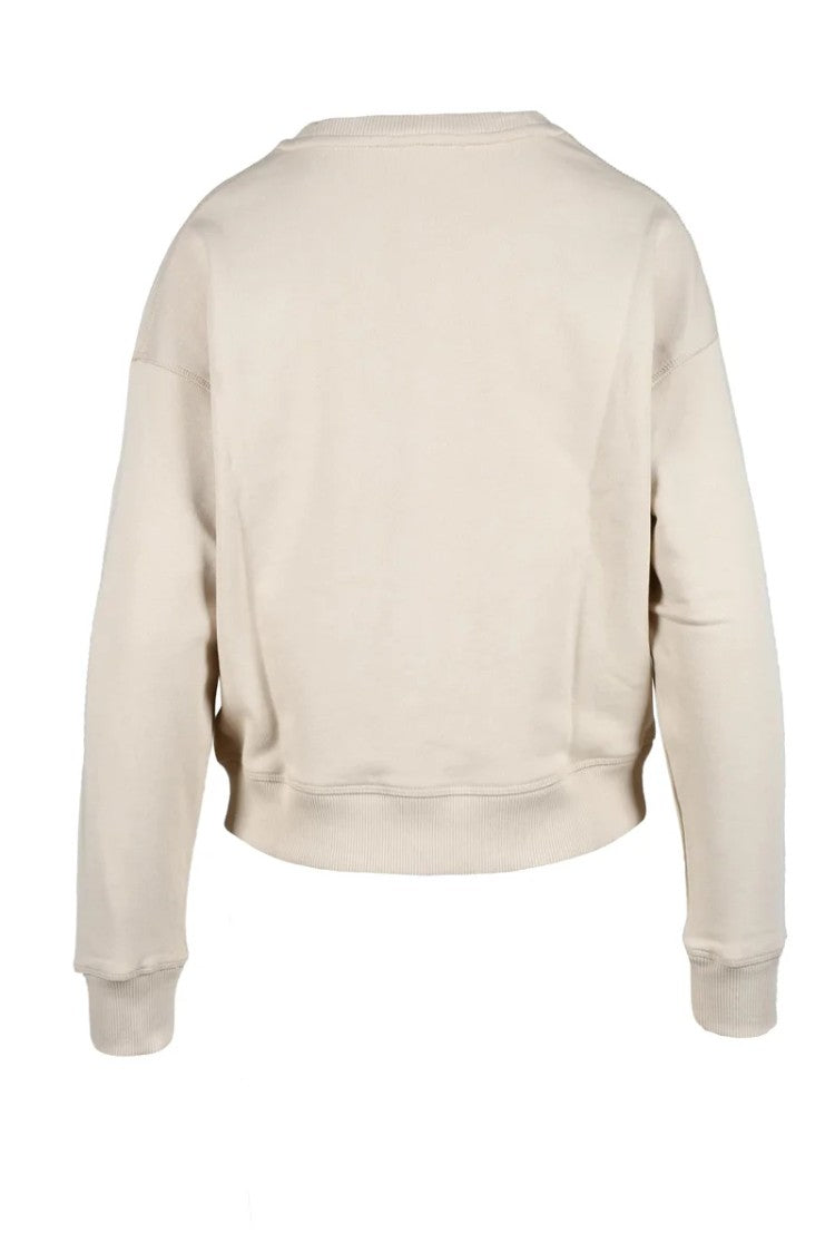 Tommy Hilfiger Beige Cropped Cotton-Blend Sweatshirt