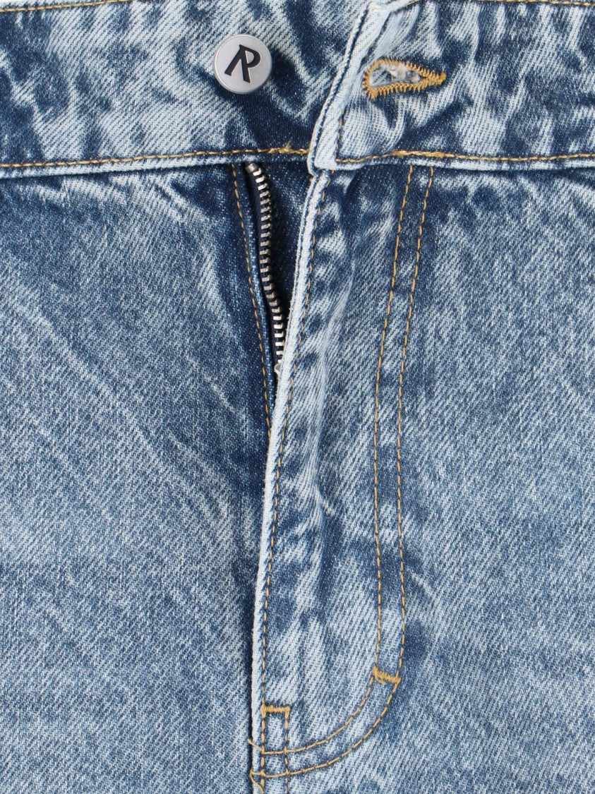 Represent Light Blue Distressed Straight-Leg Jeans