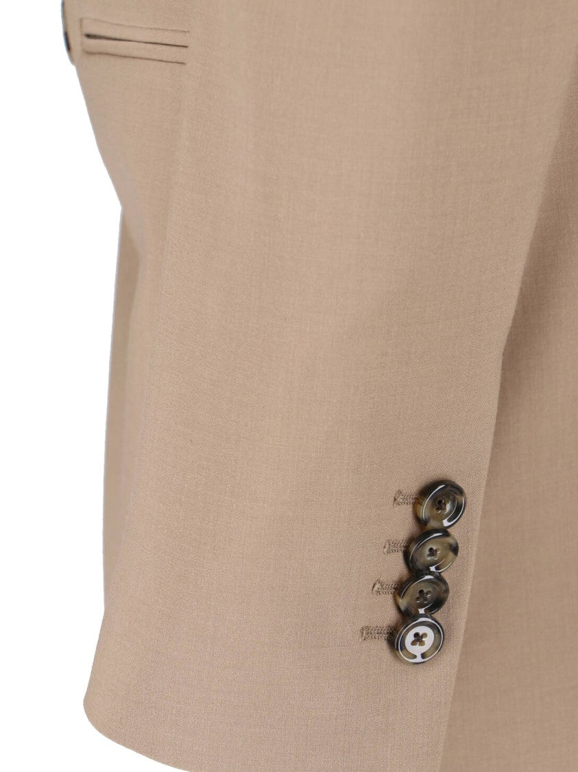 Lardini Beige Double-Breasted Wool Blend Blazer