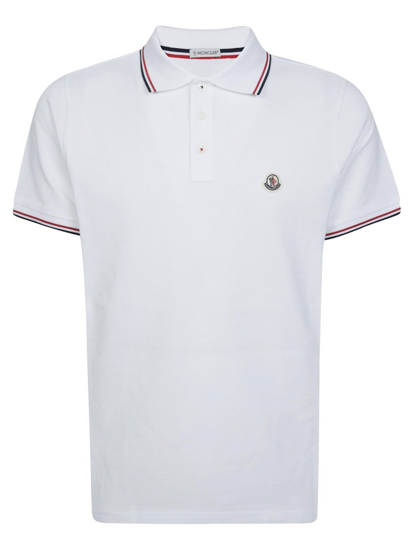 Moncler Striped Collar Classic Short-Sleeve Polo Shirt