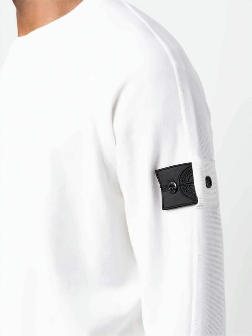 Stone Island White Crew Neck Sweater With Cashmere