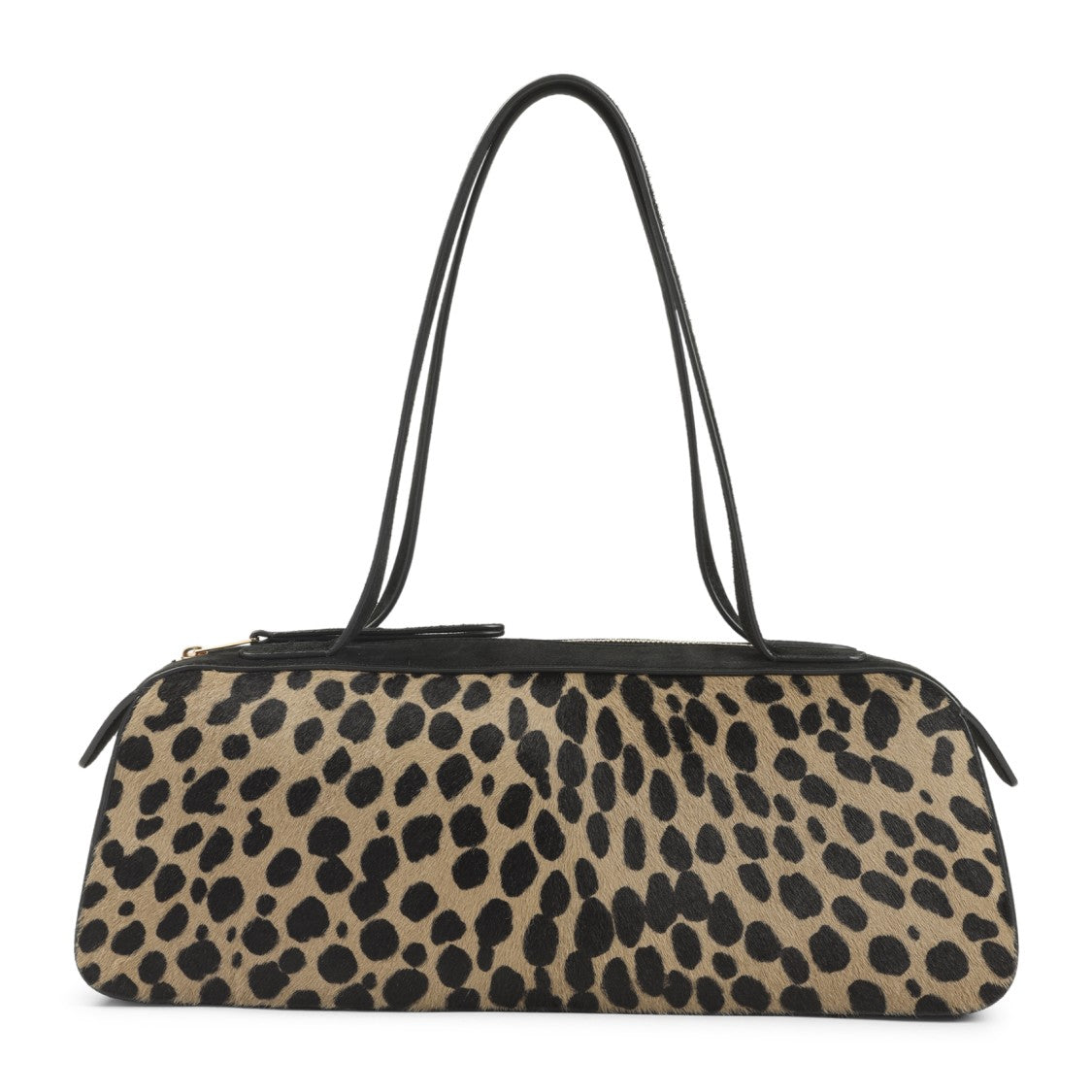 Khaite Nude Leather Shoulder Bag With Leopard Print Accents