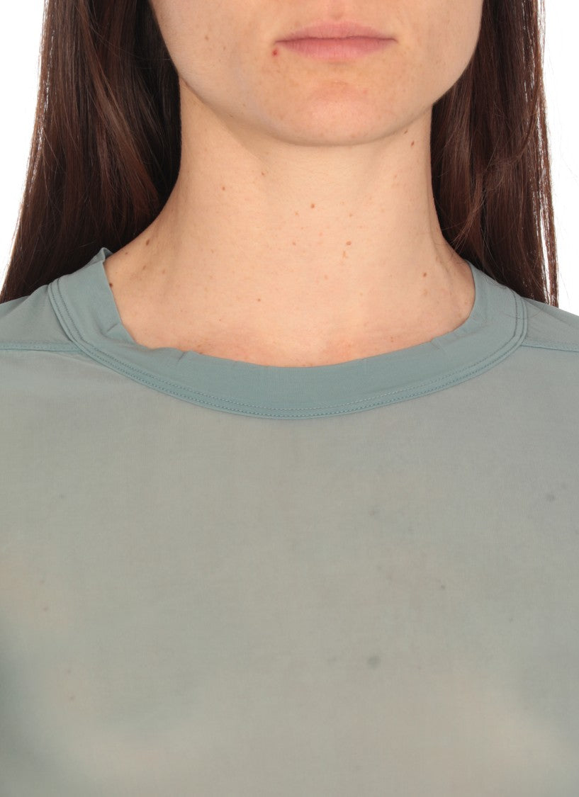 Rick Owens Sheer Light Blue Crew Neck T-Shirt