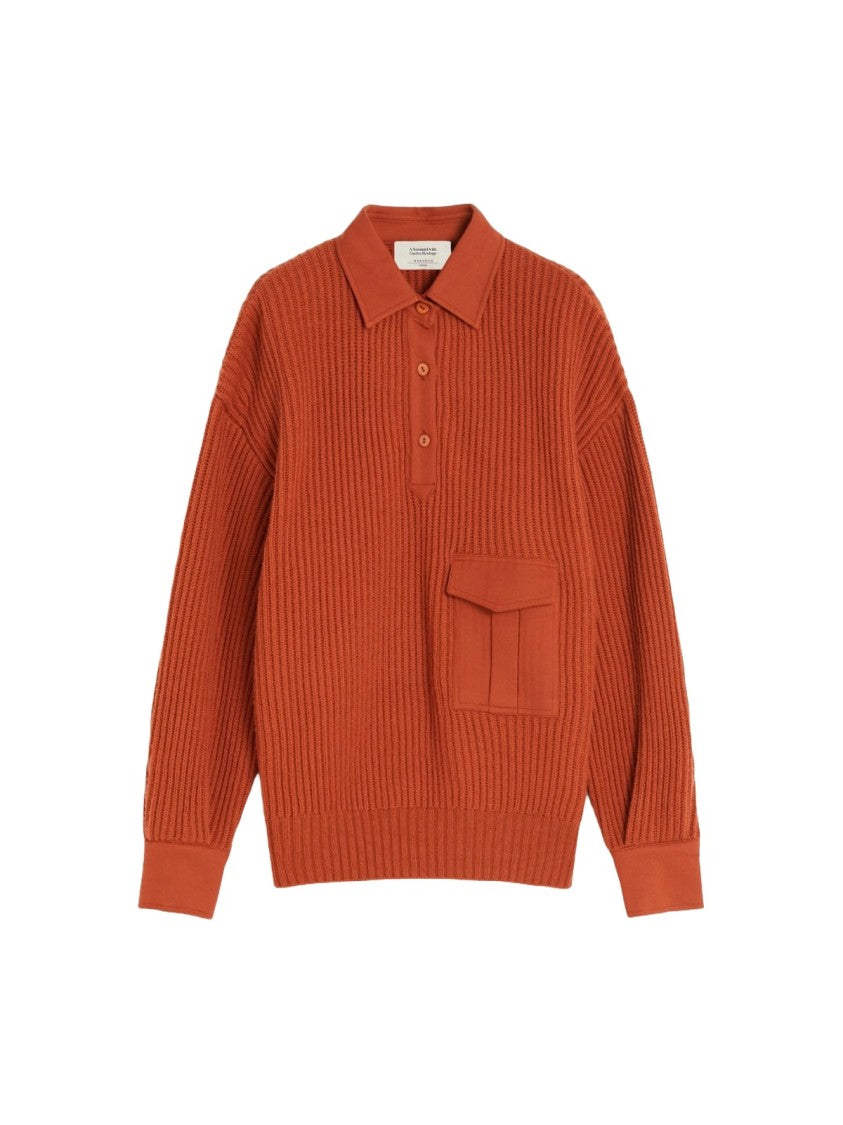 Max Mara Ribbed Knit Sweater With Polo Collar