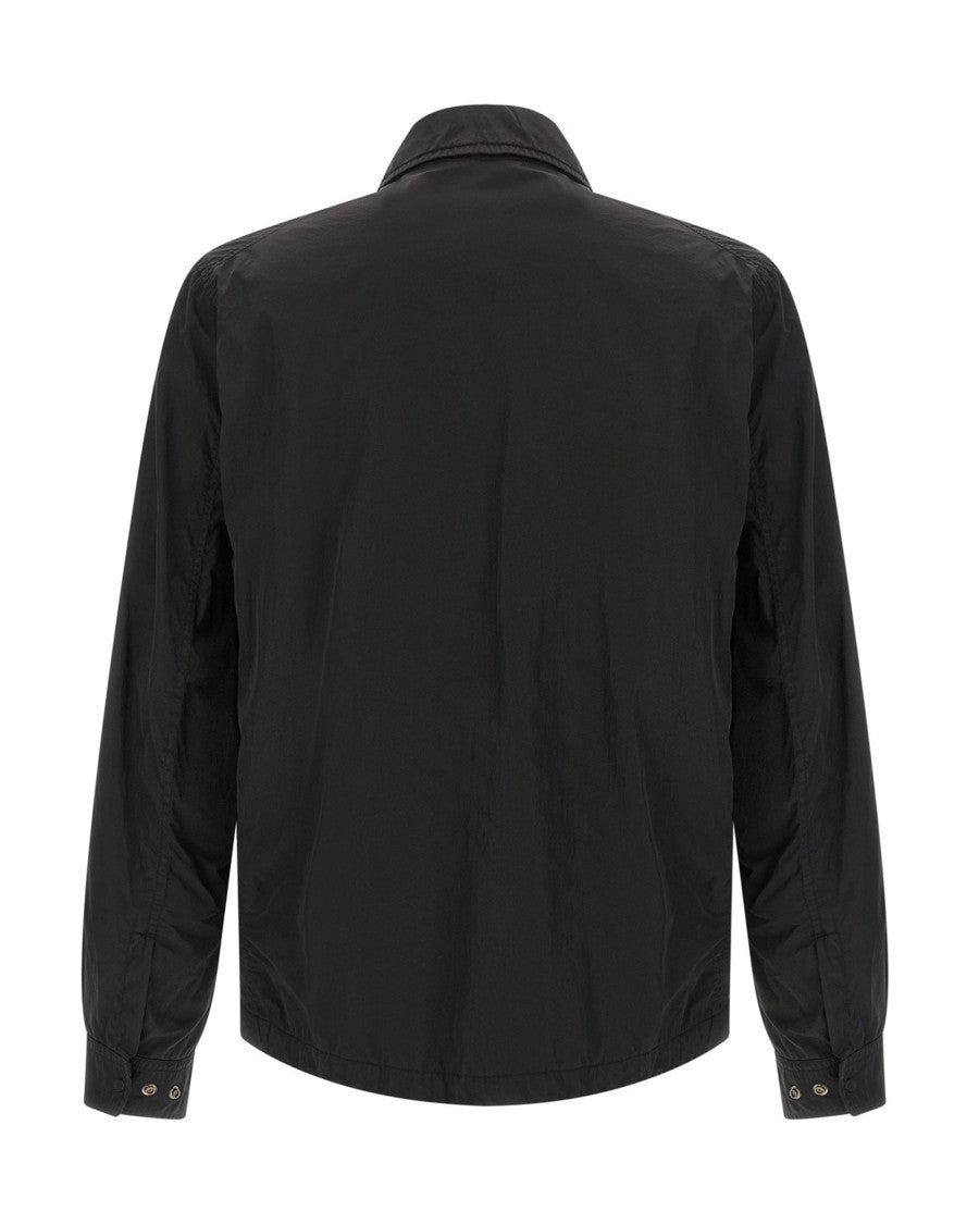 C.P. Company Button-Up Black Overshirt With Adjustable Cuffs And Hem