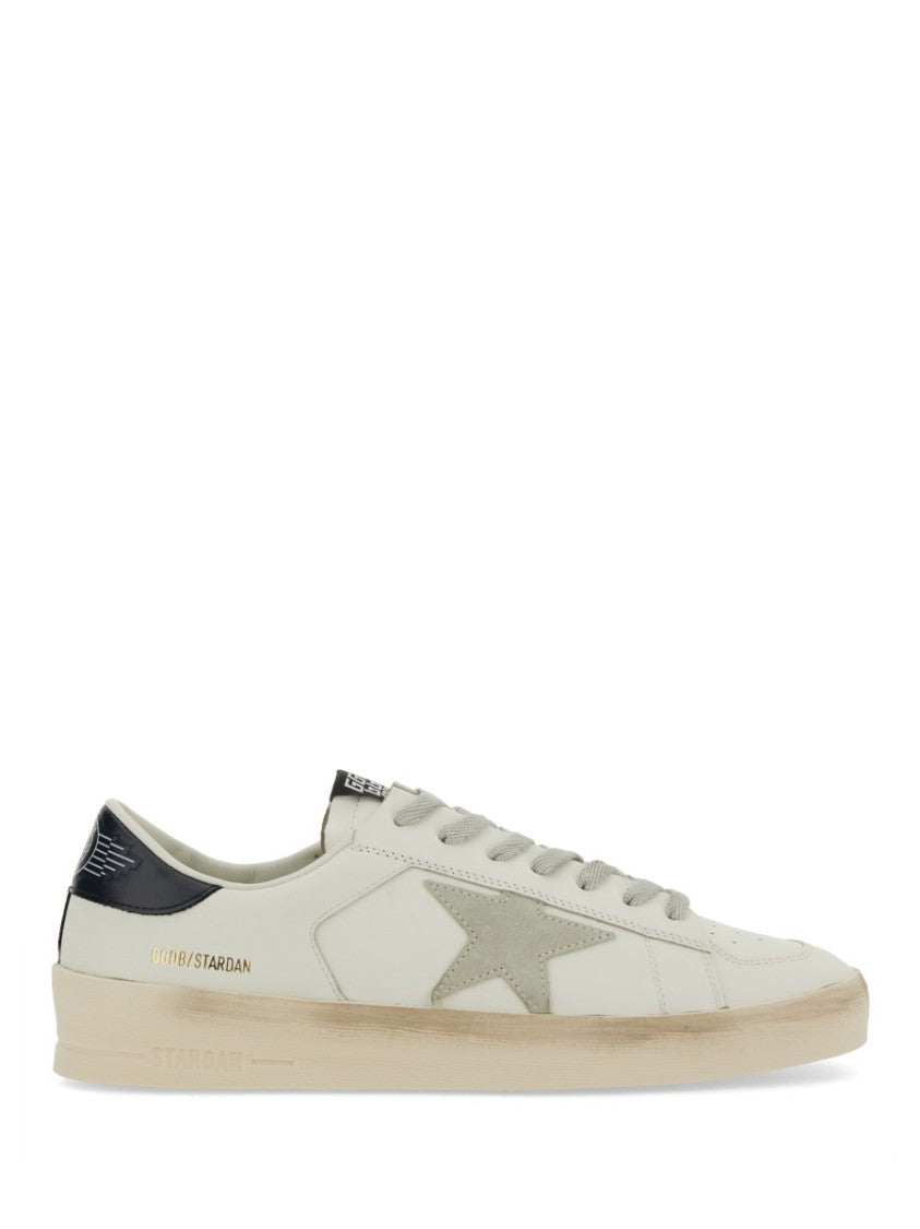 Golden Goose Stardan Low-Top Sneaker With Distressed Off-White Upper And Suede Star Detail