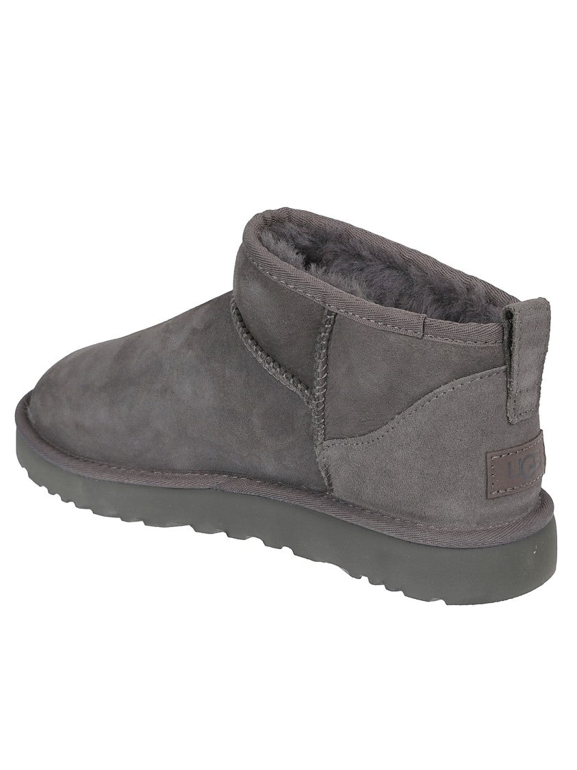 Ugg Grey Suede Ankle Boots With Padded Collar