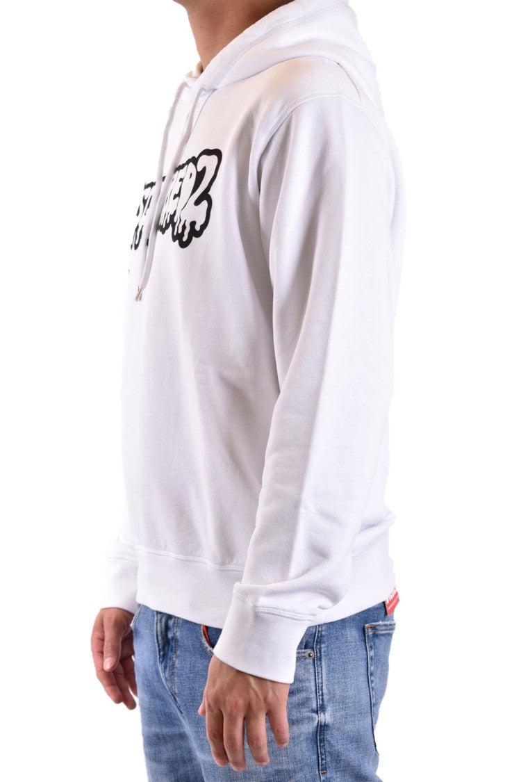 Dsquared2 White Cotton Drip-Logo Hoodie