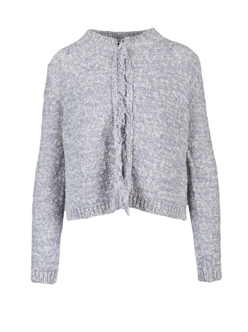 Emme By Marella Purple Fringed Knit Cardigan