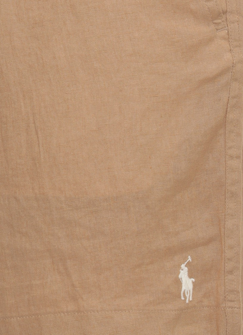 Polo Ralph Lauren Brown Drawstring Waist Linen Shorts