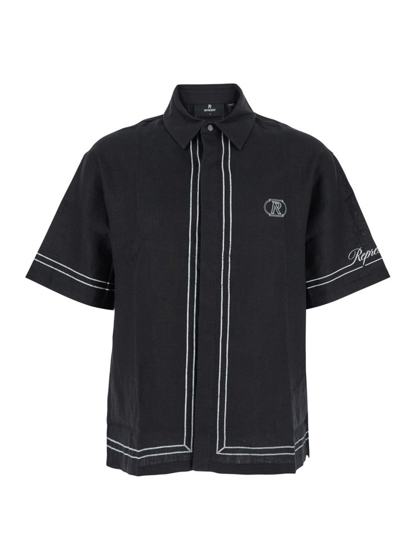 Represent Relaxed-Fit Black Shirt With Contrasting Stitching