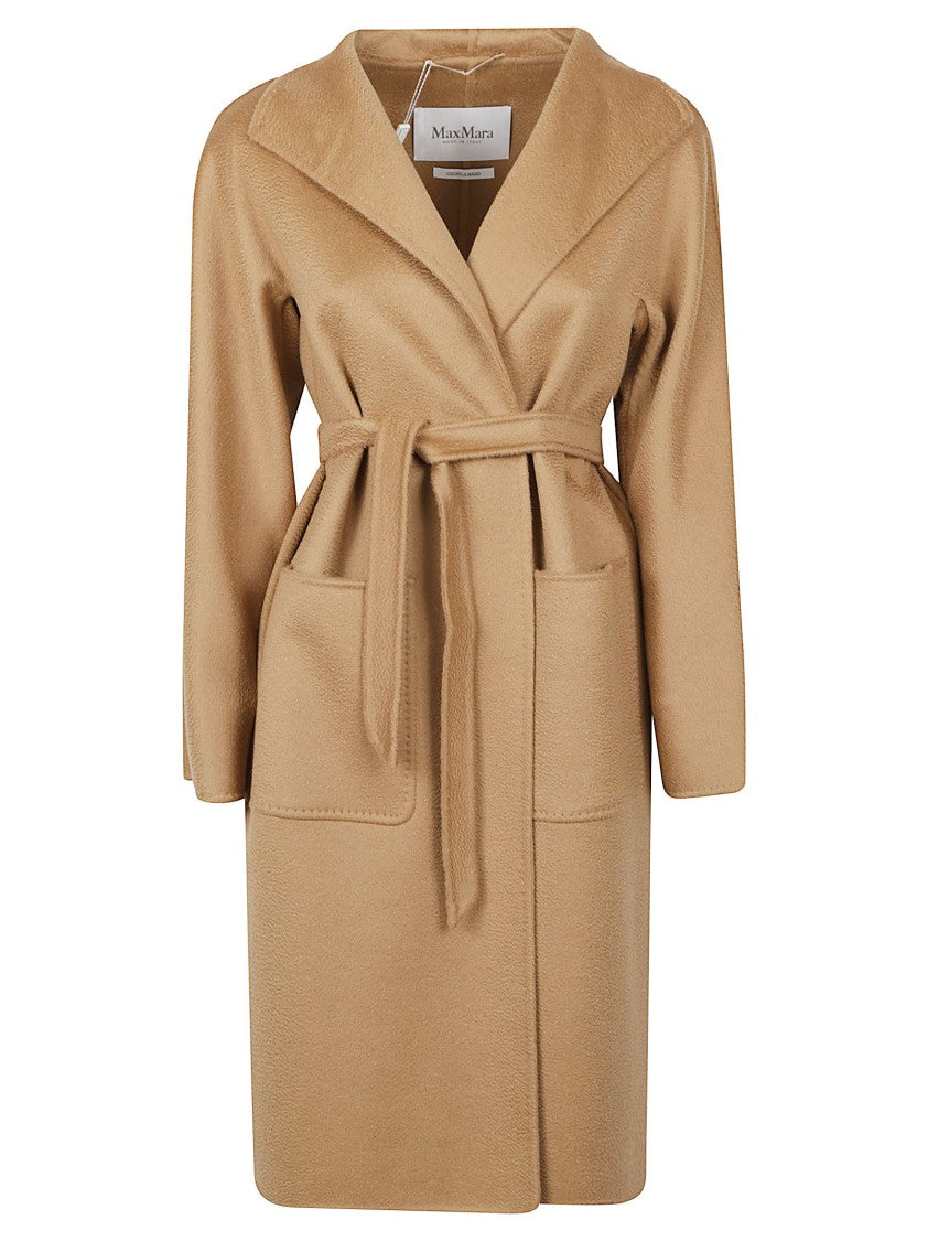 Max Mara Wrap Design Cashmere Coat With Self-Tie Belt