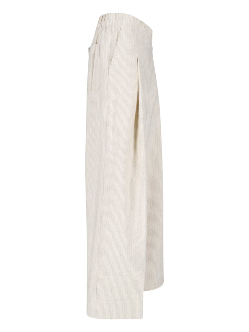 Dries Van Noten Black Pinstriped Texture Wide-Leg Trousers