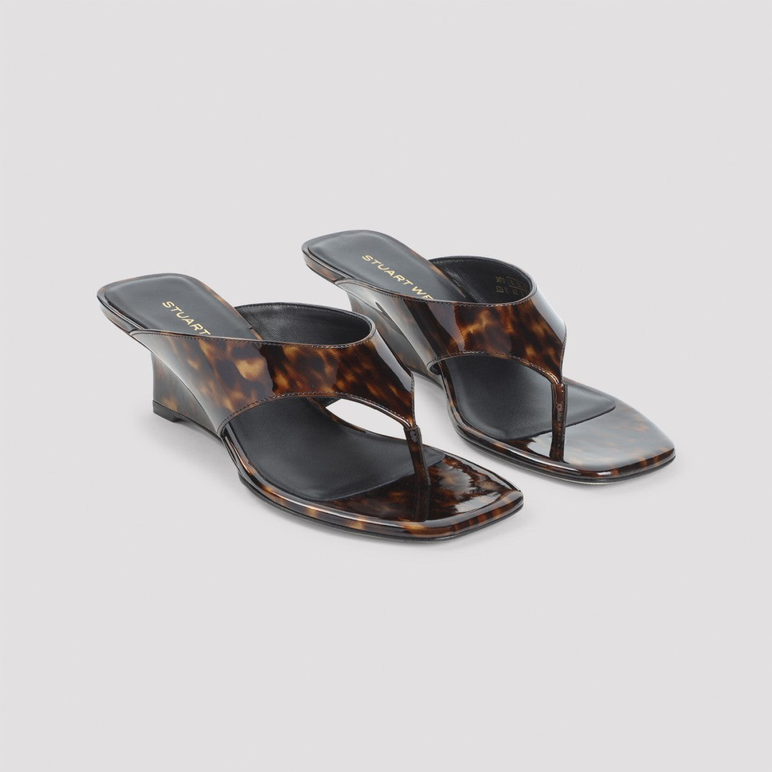 Stuart Weitzman Wedge Sandals With Glossy Tortoiseshell Pattern