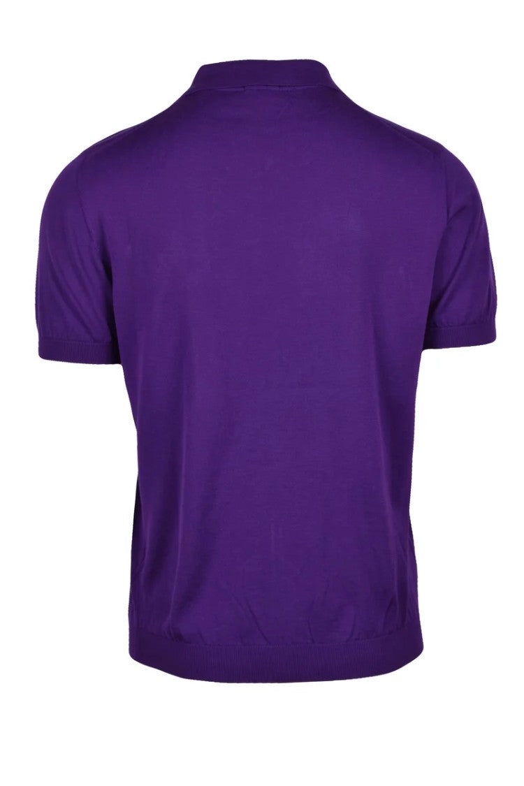 Drumohr Purple Knitted Polo With Classic Collar
