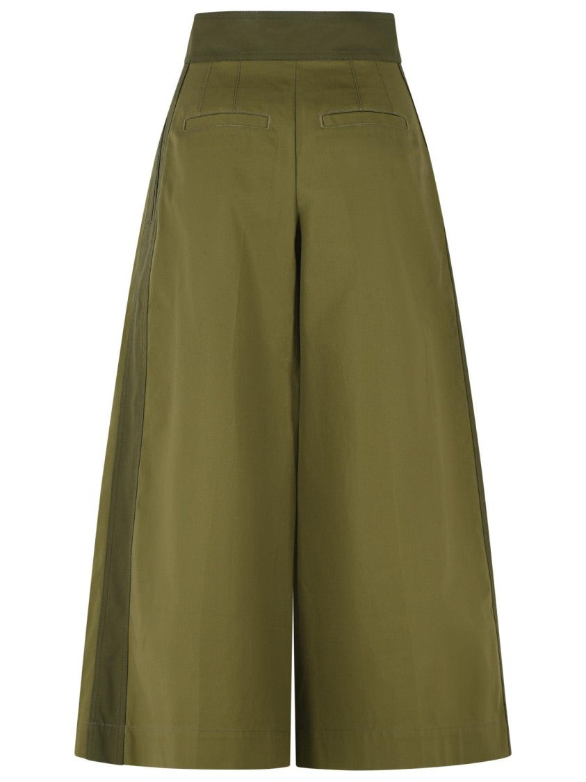 Zimmermann Green Structured High Waist Cotton Culotte Pants