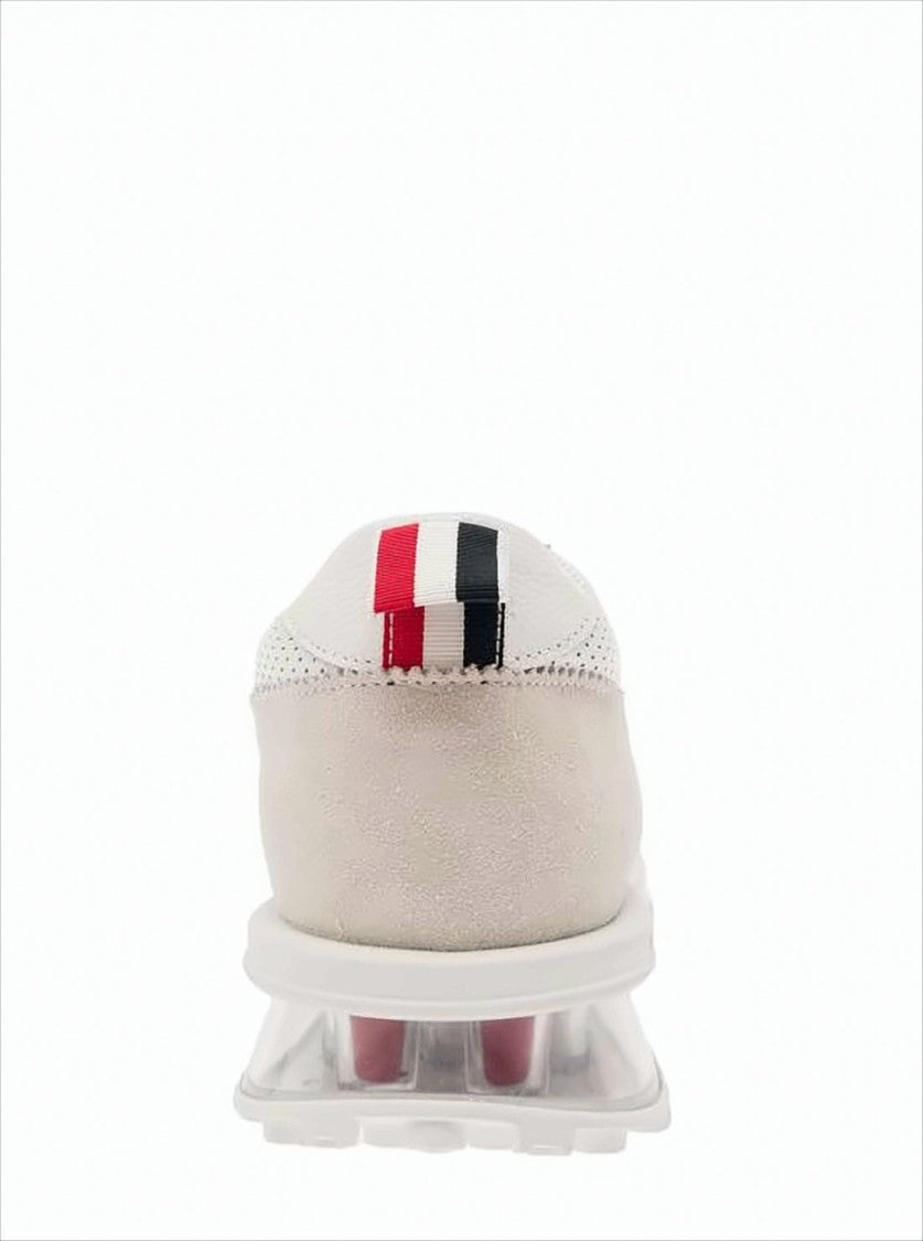 Thom Browne Perforated Calfskin Sneakers With Transparent Sole