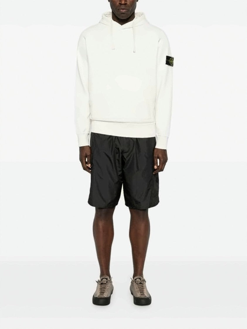 Stone Island White Hoodie With Distinctive Patch Logo