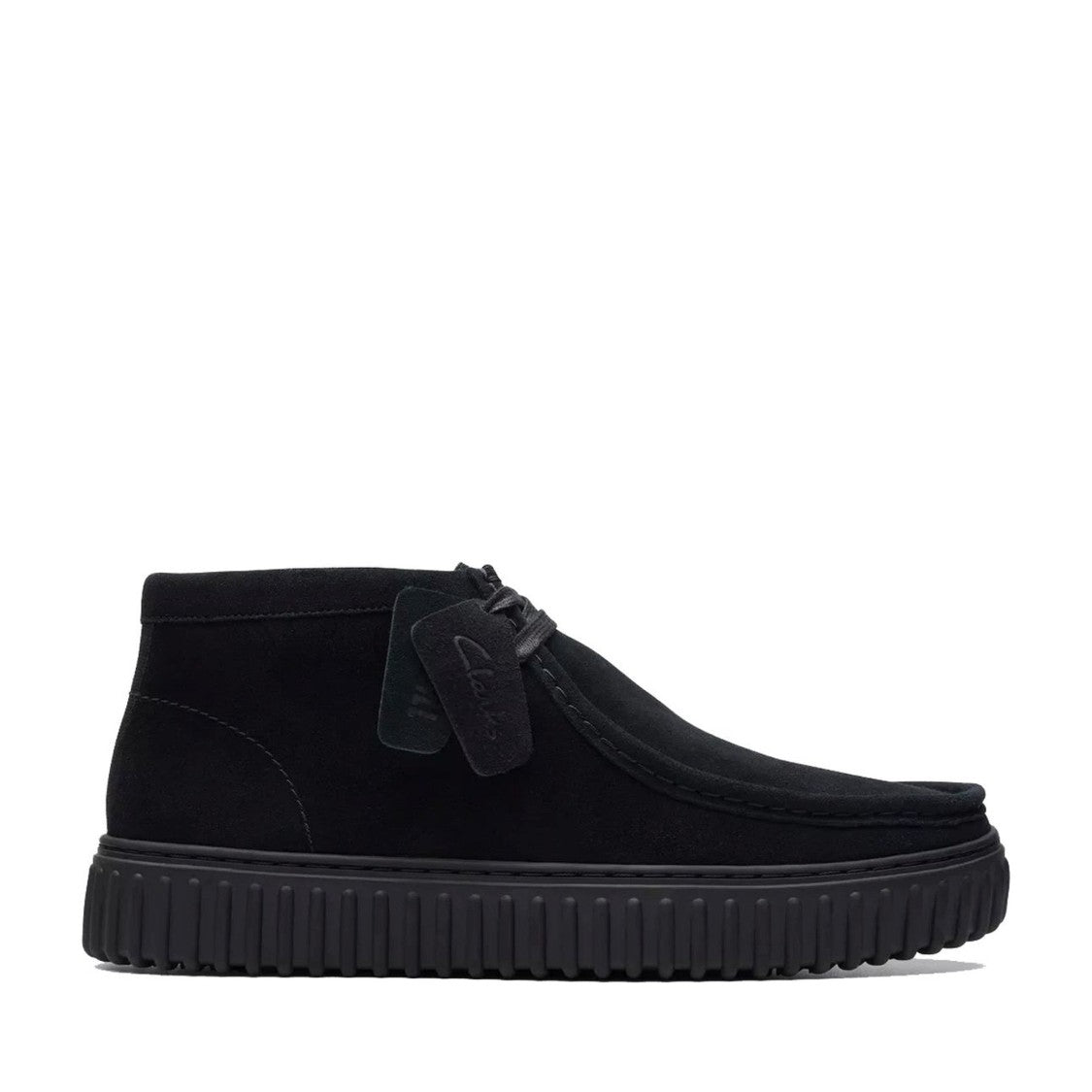 Clarks Torhill Hi Black Wedge Suede Ankle Boots