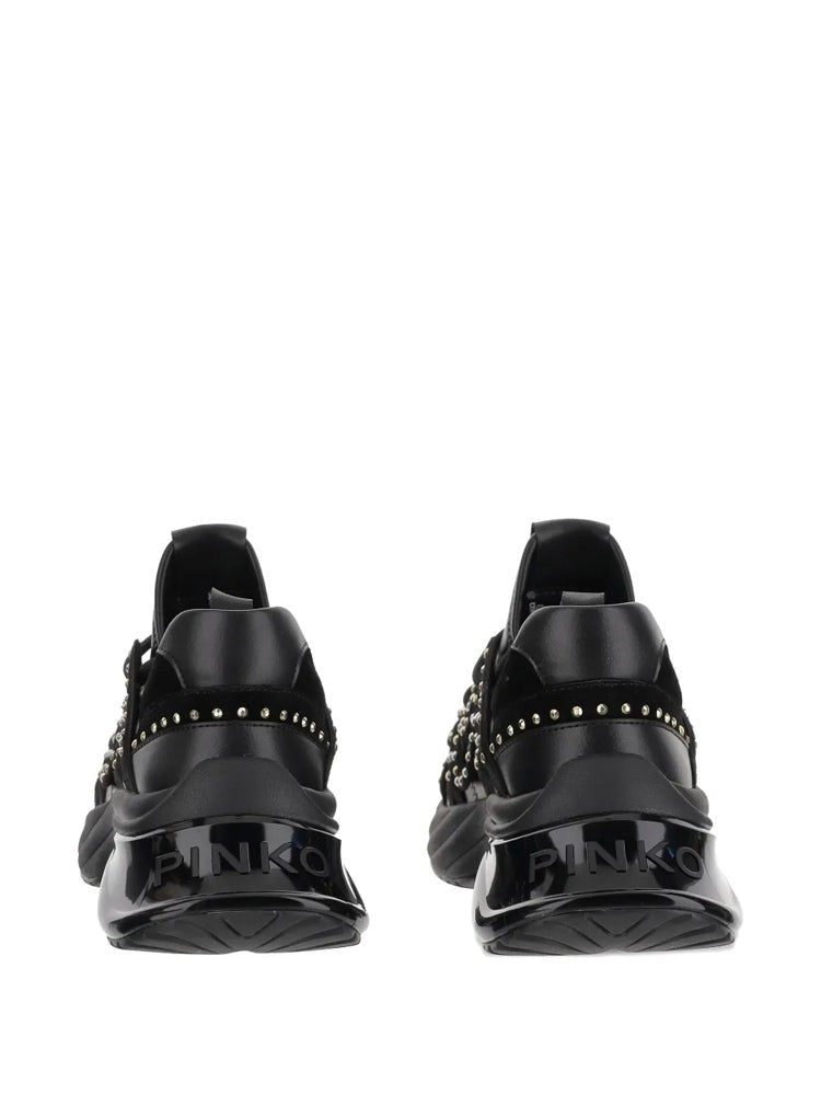 Pinko Black Ariel 28 Sculpted Metallic Accents Trainers