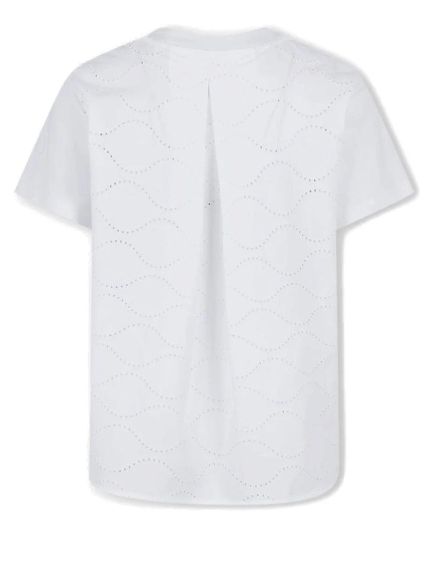 Moncler White Perforated Back Cotton T-Shirt