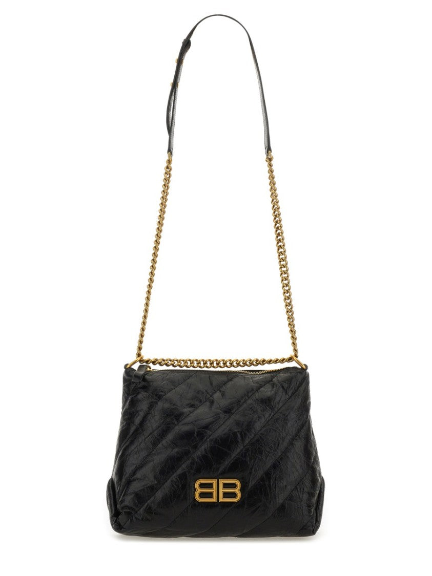 Balenciaga Quilted Black Hobo Bag With Gold-Tone Hardware