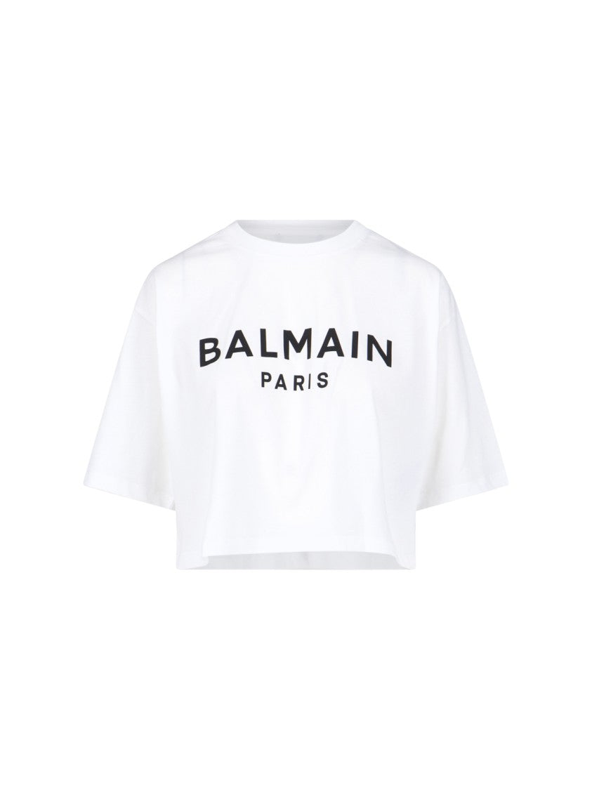 Balmain Crop Logo T-Shirt – White