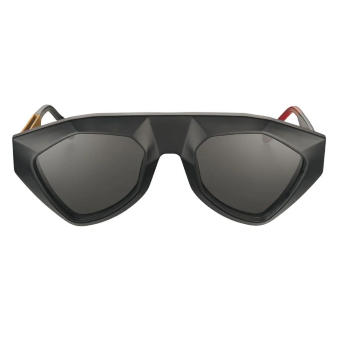 Vysen Sh-1 Geometric Black Frame Sunglasses With Gold Accents