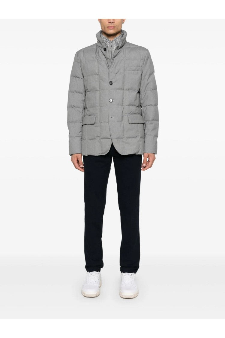 Fay Slate Nylon Quilted Down Jacket