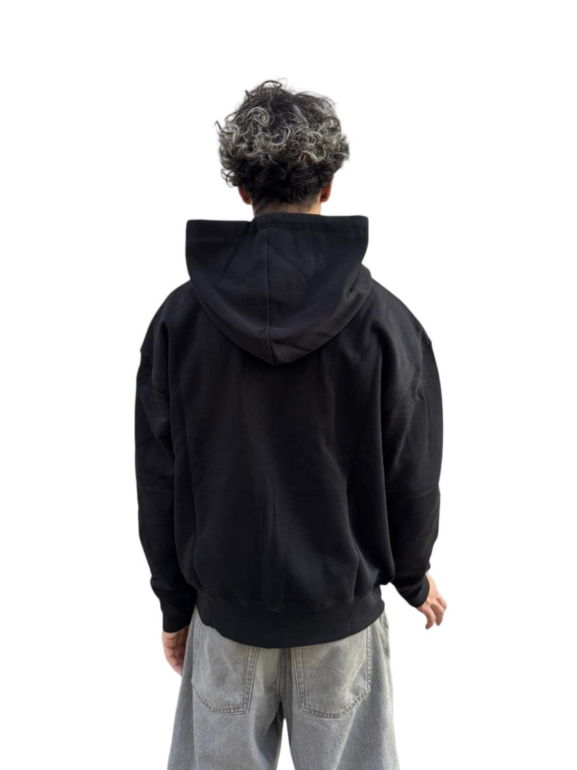 Ami Paris Relaxed Fit Black Hoodie With Zip-Up Closure