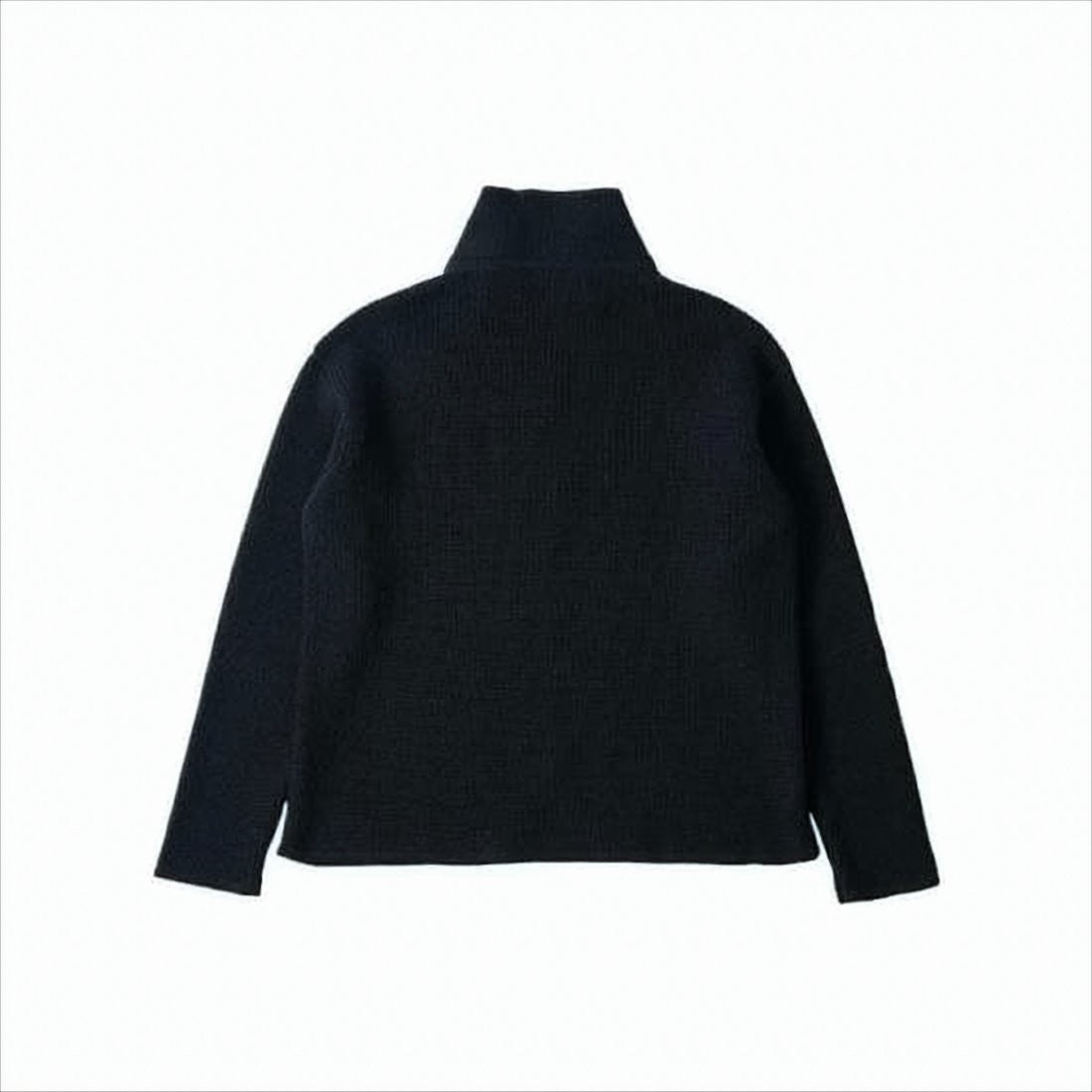 Margaret Howell High Collar Black Wool Cardigan