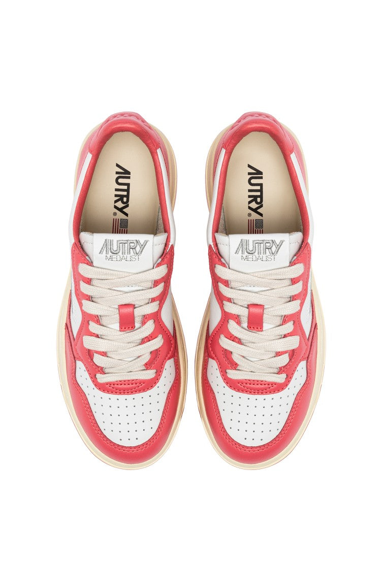 Autry Women’S Medalist Bicolor Leather Sneakers White/Pink