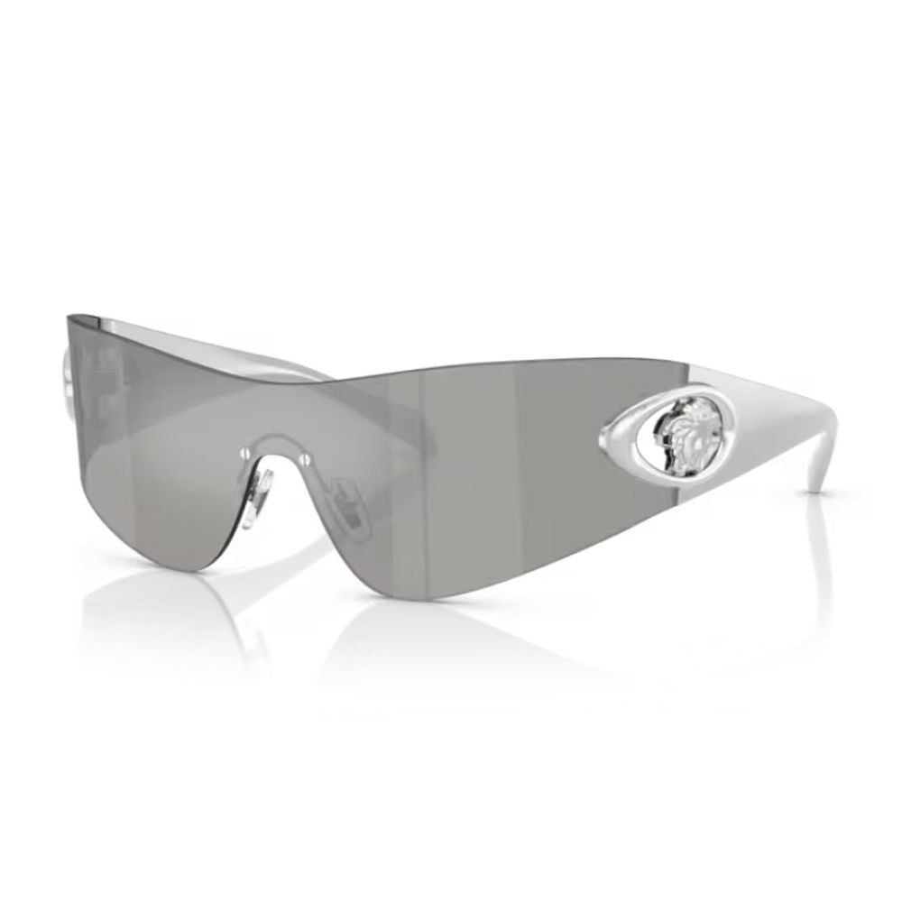 Versace 0Ve2280 Eclipse Futuristic Mask-Style Silver Mirrored Sunglasses