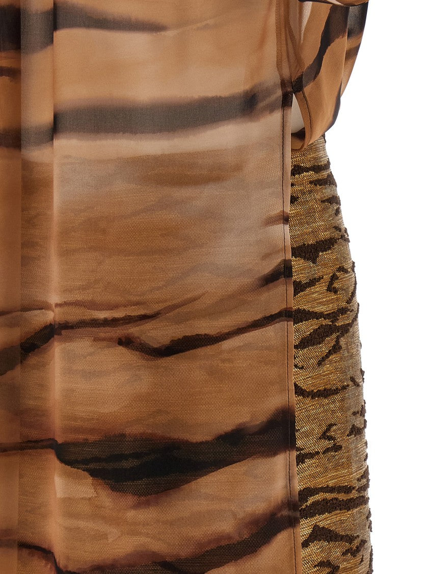 Elisabetta Franchi Mini Dress With Removable Chiffon Top And Cape Construction