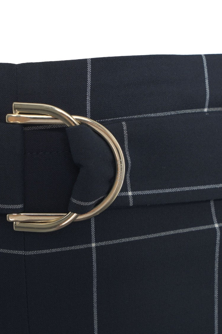 Liu Jo High-Waisted Blue Palazzo Pants With Waist Belt