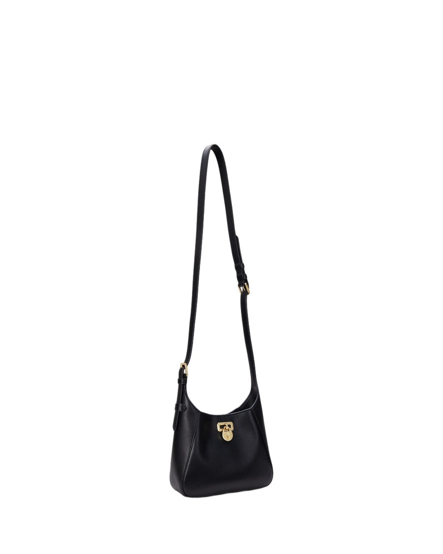 Lauren Ralph Lauren Compact Black Leather Shoulder Bag