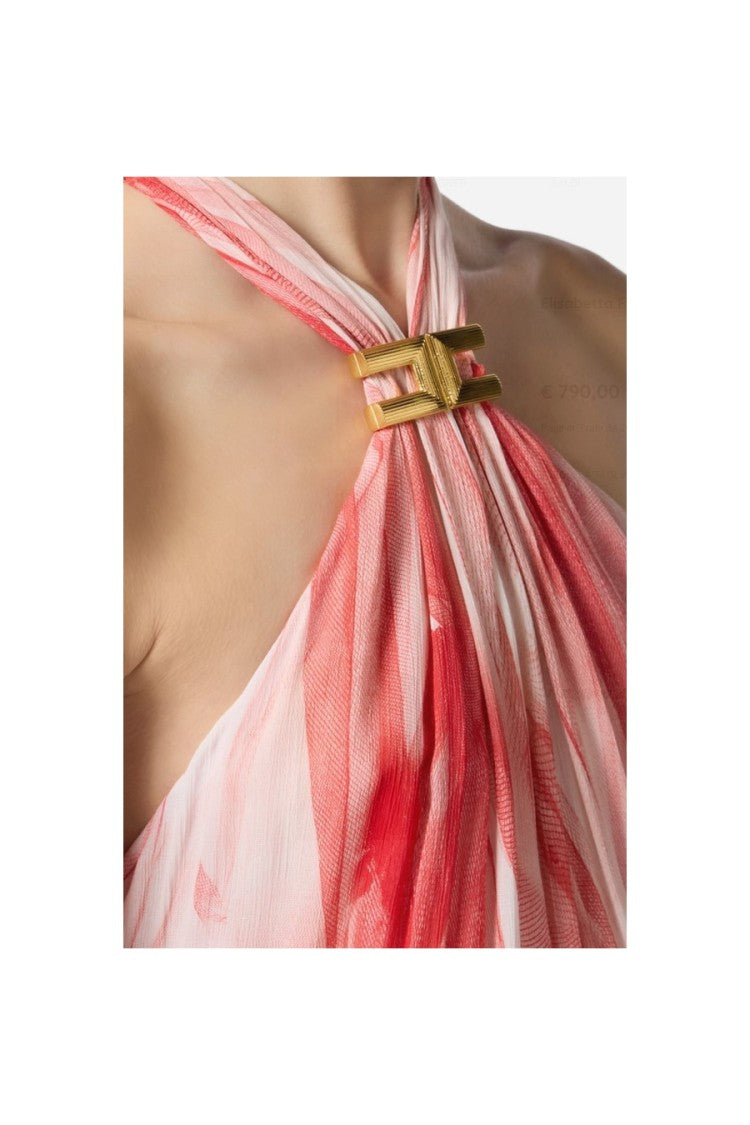 Elisabetta Franchi Maxi Dress Soft Viscose Halter Neck