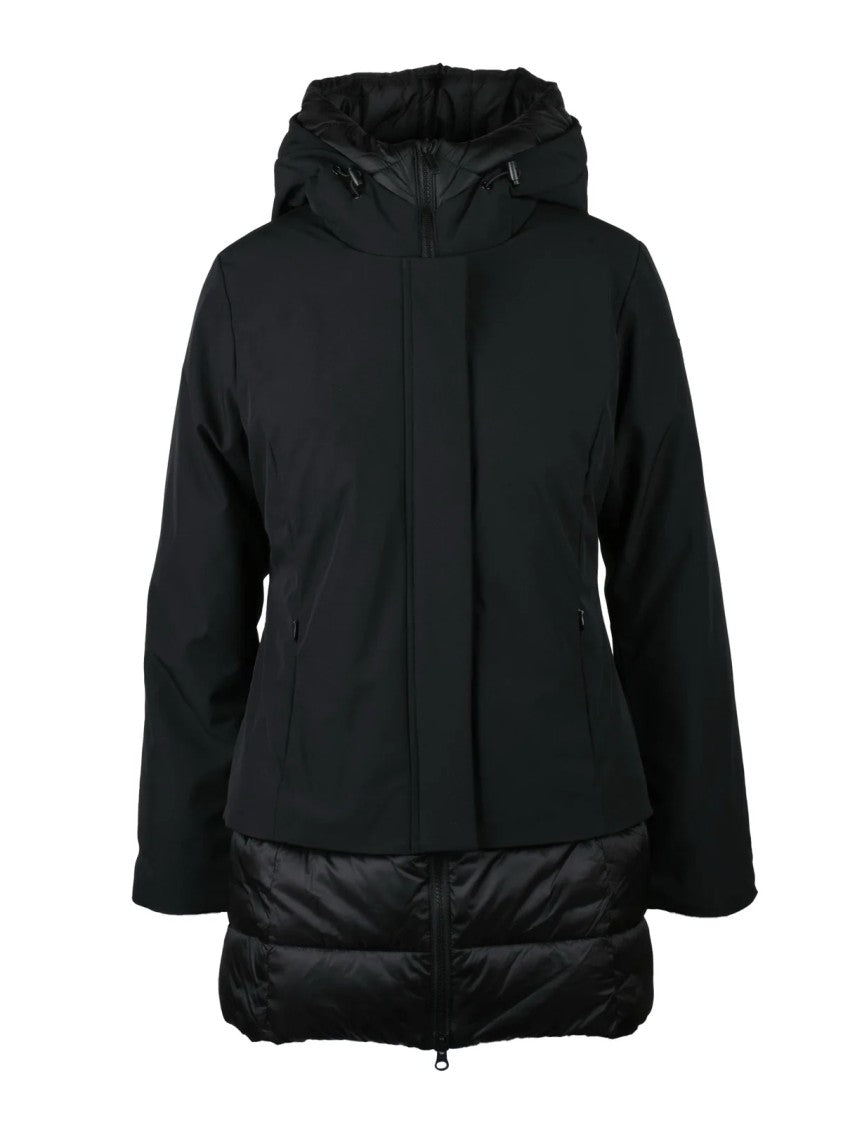 Bomboogie Padded Black Jacket With Combined Closure And Adjustable Hood