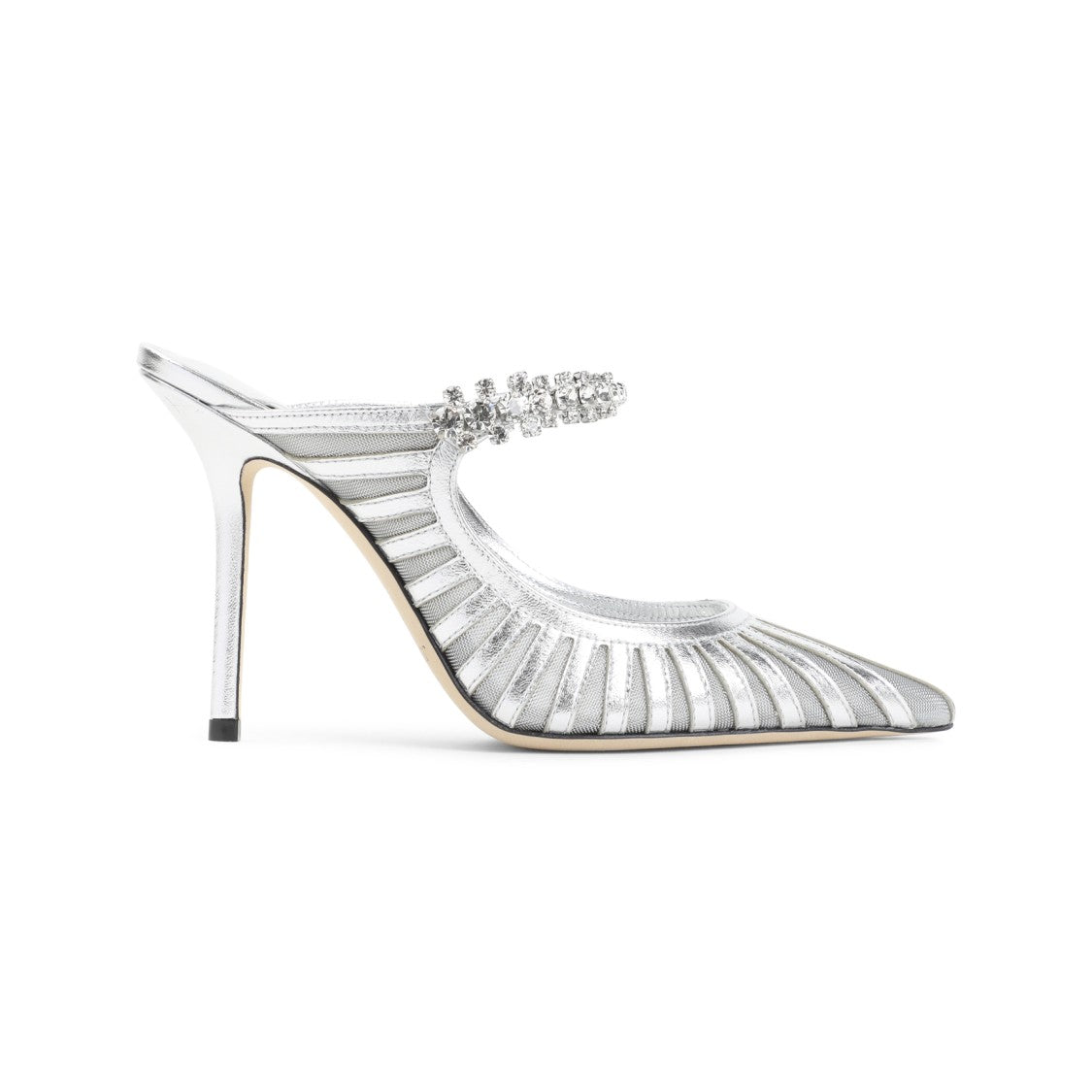 Jimmy Choo Metallic Leather Pumps With Crystal-Embellished Strap