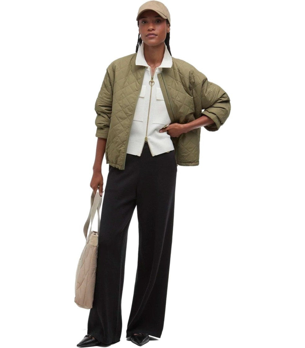 Barbour Emlyn Dusky Green Quilted Bomber Jacket