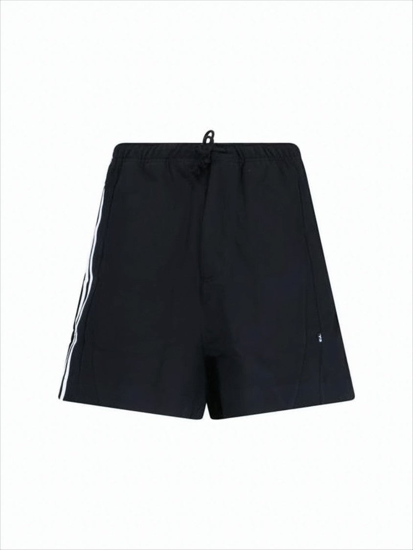 Y-3 Minimalist Black Shorts With Vertical Stripe Detail