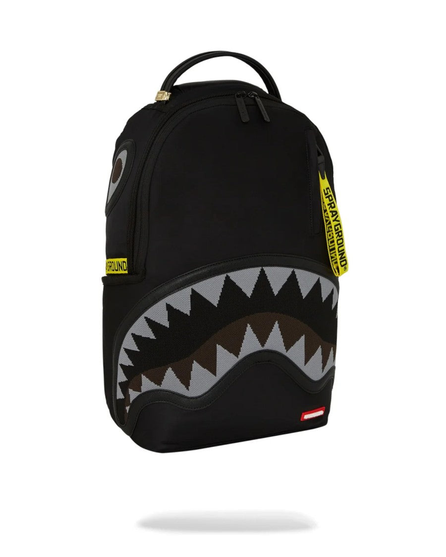Sprayground Black Backpack With Bold Shark Mouth Design