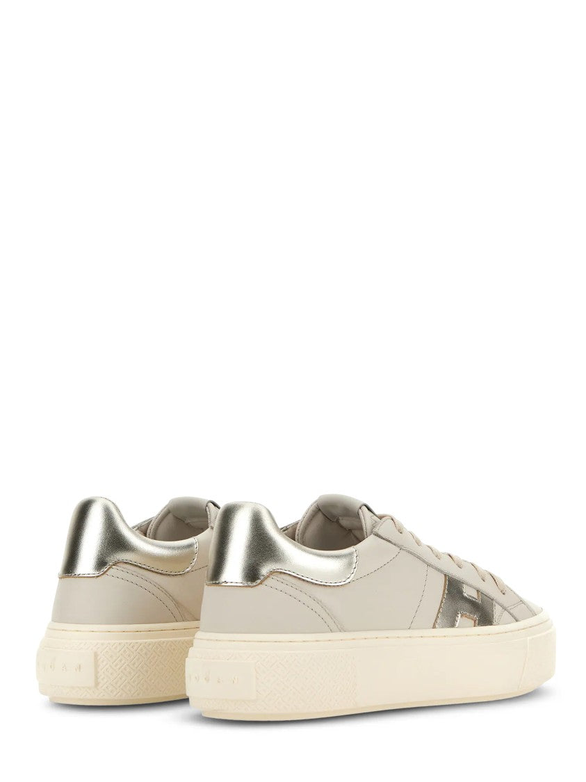 Hogan Metallic Accent Low-Top Leather Sneakers