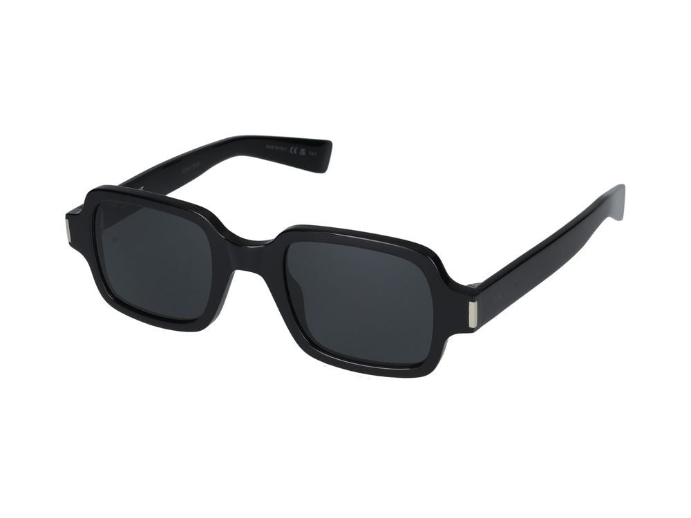 Saint Laurent Black Glossy Acetate Oversized Square Sunglasses